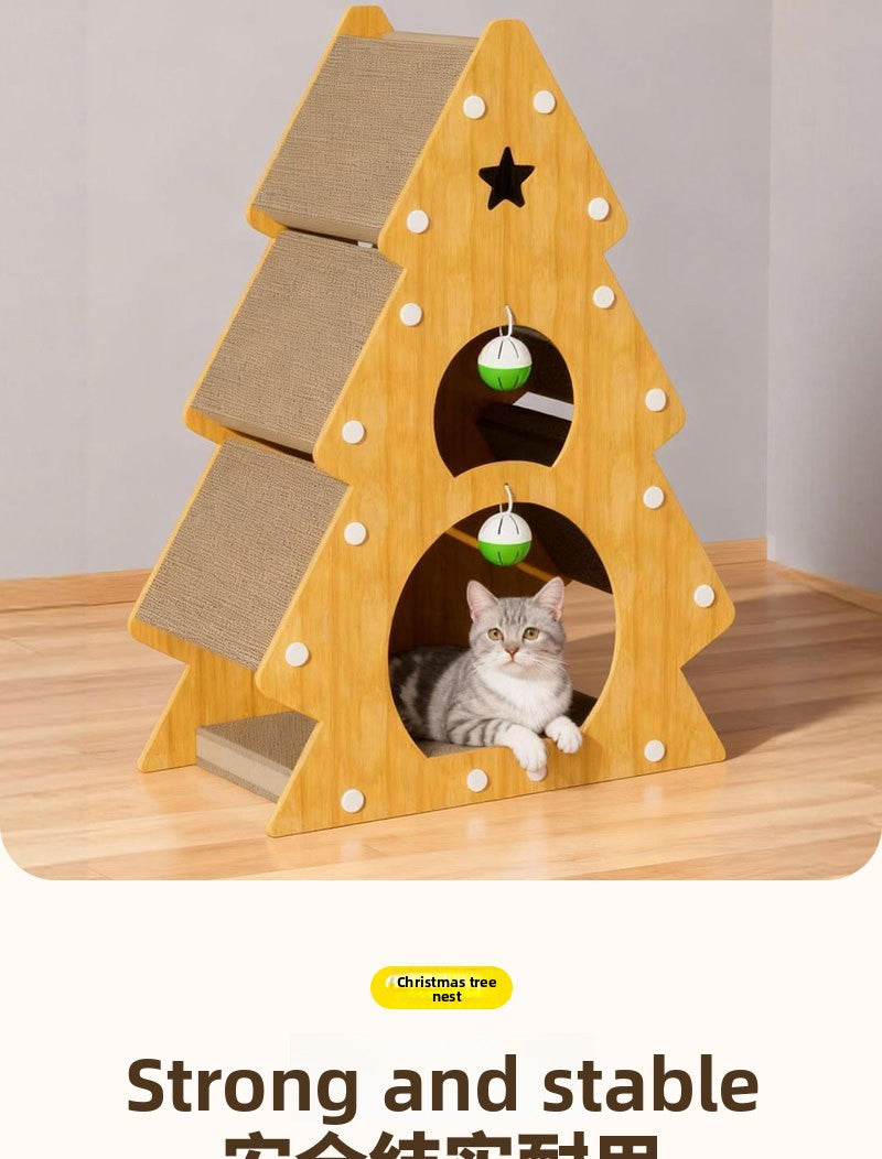 Christmas Tree Cat Scratching Board Cat Toy Corrugated Paper Cat Nest Wear-Resistant Cat Toy Cat Claw Board Non-Shedding All-Season Universal