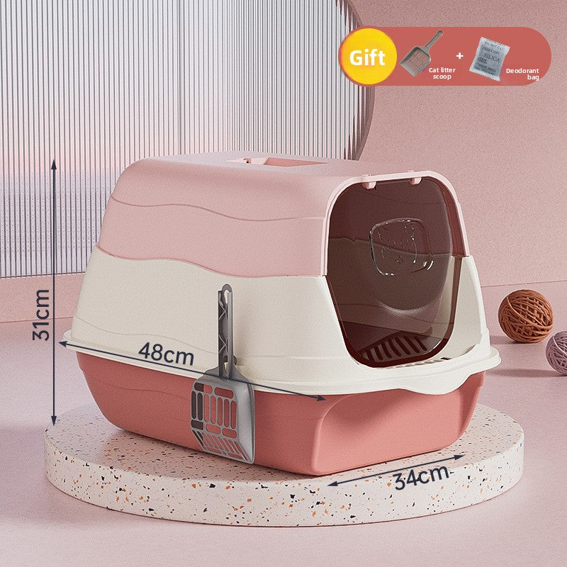 Oversized Litter Box Disinfection Deodorant Fully Enclosed Cat Toilet Litter Box Bason Extra Large Splash-Proof Wholesale