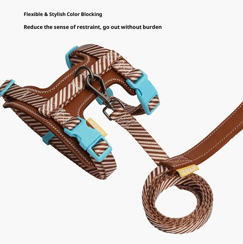 Dog and cat leashes; I-shaped anti-breakaway dog leash; Adjustable small dog chest and back straps for pet outings