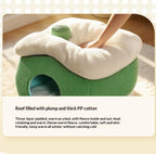 Snow house-shaped pet bed; Cartoon semi-enclosed thickened cat and dog beds; Detachable and washable pet bed