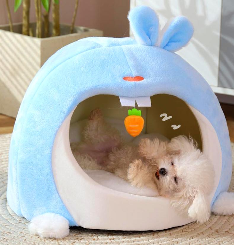 Semi-enclosed cat beds for winter warmth; Thicken the security nest; Cat House The puppy sleeps in a pet bed. Cat tent