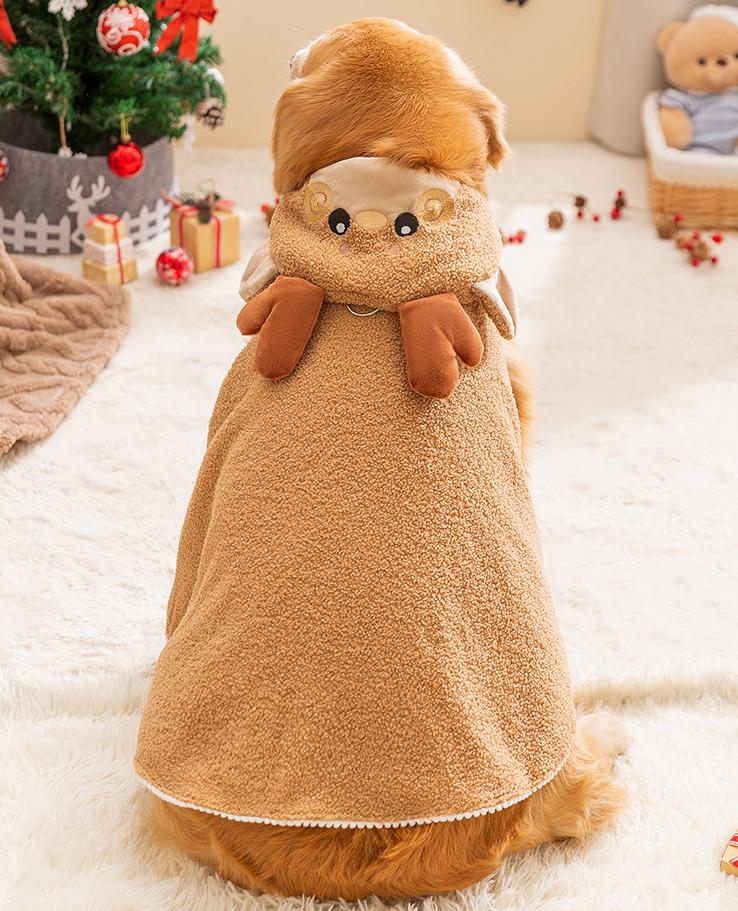 Christmas cartoon drawstring cape Sleeveless pet dog clothes for large Golden Retrievers and Labradors in autumn and winter