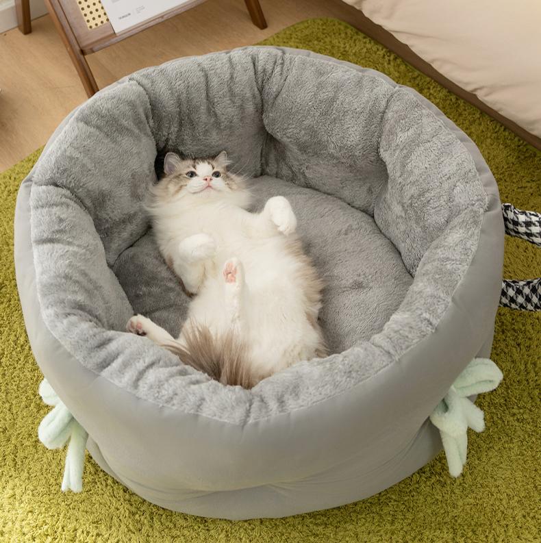 "Giant Teacup Pet Bed" Cat bed: Warm and thickened teacup bed for autumn and winter. Deep sleep doghouse Korean version Teddy Bichon pet bed for small and medium-sized dogs