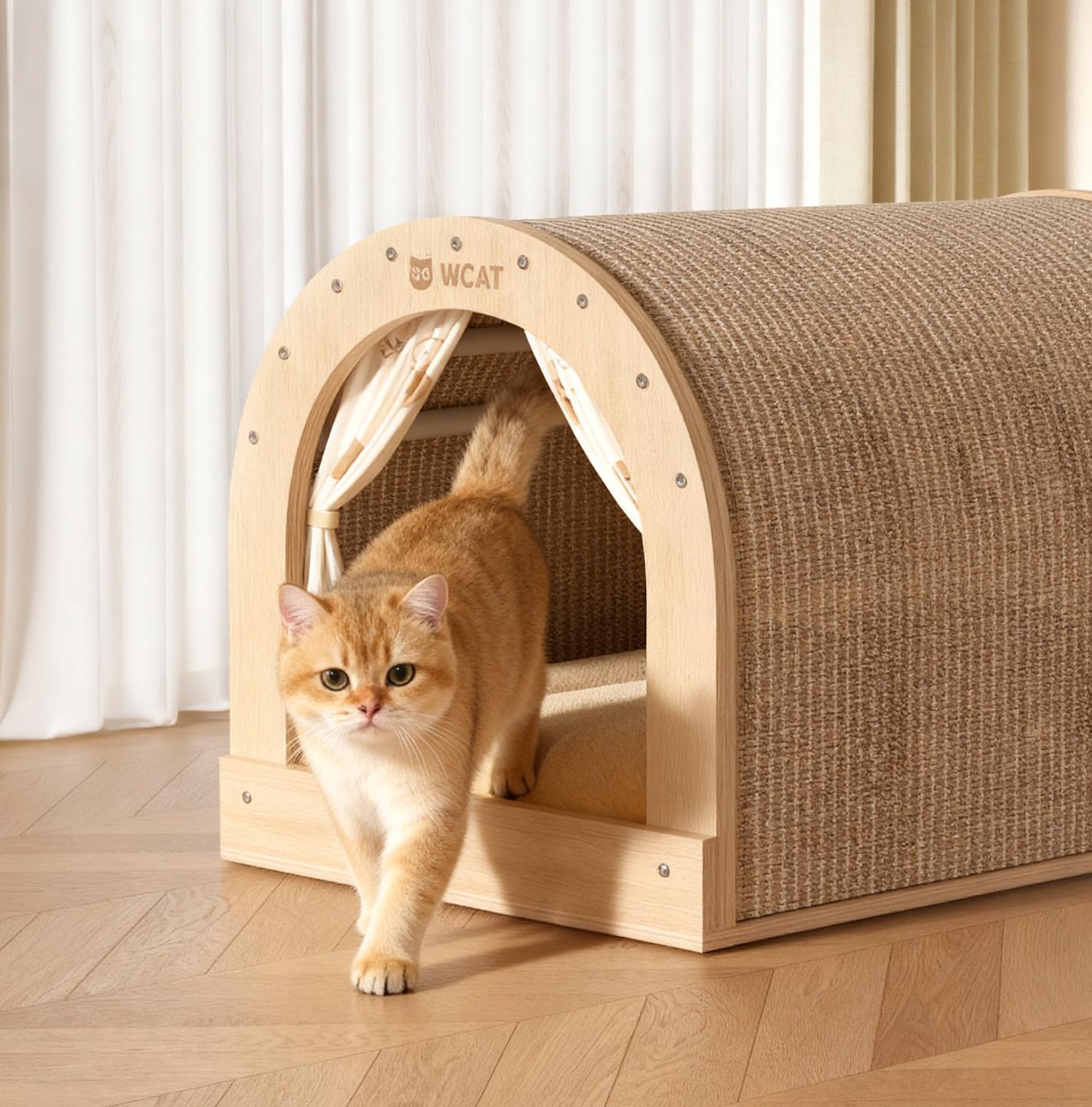 Cat arc-shaped house Cat bed sisal cat scratch board Play and sleep all-in-one pet cat toy cat scratcher
