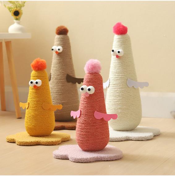 Chicken-shaped sisal claw grinding column, vertical scratch-resistant and non-flaking hemp rope column with grab board. Self-entertaining and boring cat climbing frame Pet supplies