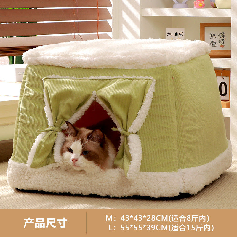 Winter warm pet beds and cat beds; Heat storage and warmth preservation Closed design Neither too hard nor too soft; Comfortable and soft; Multiple uses available all year round