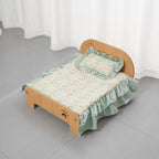 All-season wooden bed for pets; Cute Corgi cat bed sheet; Special moisture-proof design for wooden boards