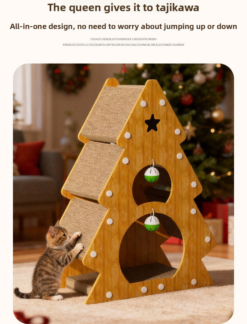 Christmas Tree Cat Scratching Board Cat Toy Corrugated Paper Cat Nest Wear-Resistant Cat Toy Cat Claw Board Non-Shedding All-Season Universal