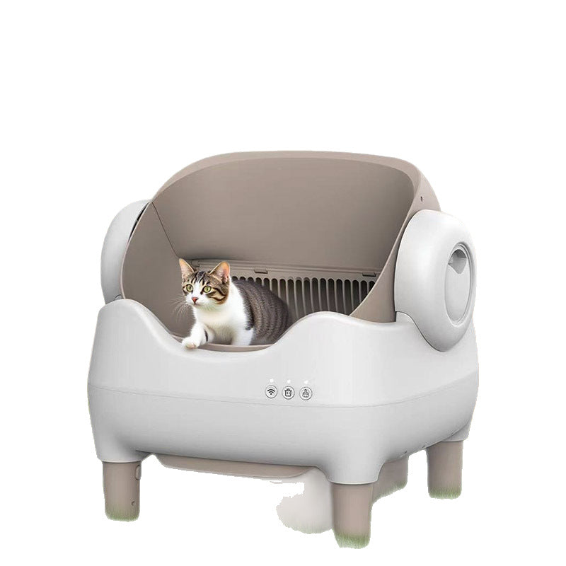 Smart Cat Litter Box Fully Automatic Cat Litter Box Splash-Proof Open Design Easy to Clean Cat Toilet Automatic Scooper