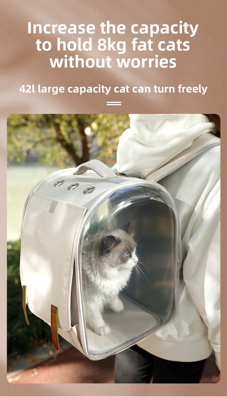 Outdoor Cat Carrier Bag Large Capacity Transparent Cat Dog Carrier Backpack Breathable Space Capsule Pet Supplies