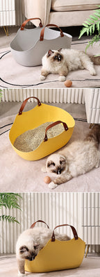 Portable Cat Litter Box Basket Large Car-mounted Cat Litter Box Foldable Portable Cat Toilet Outdoor Carry Splash-proof