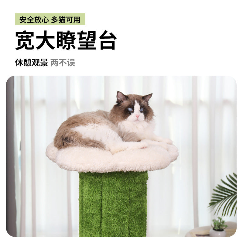 Cat Climbing Frame Solid Wood Home Cat Scratching Board Cat House Integrated Large Cat Toy Pet Fitness Multi-layer Cat Climbing Frame Cactus