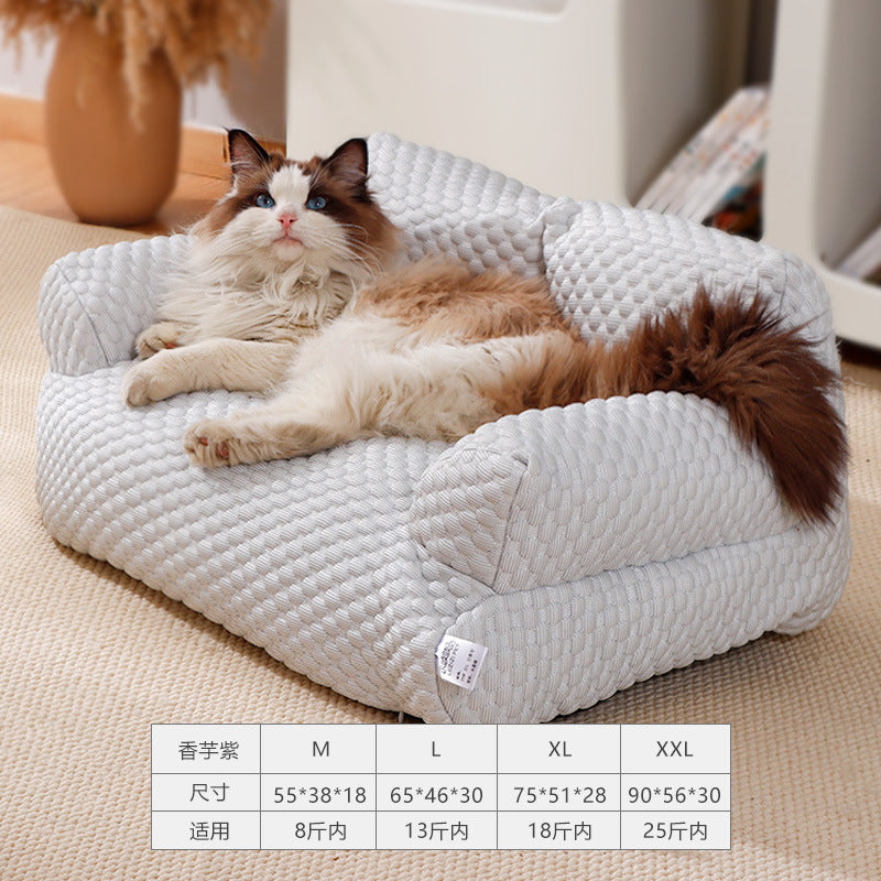 Ice Silk breathable pet sofa bed Suitable for all seasons; Detachable and washable cat beds and dog beds; Cool, breathable, soft and comfortable