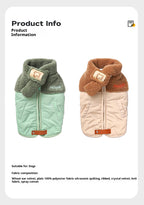 Dog autumn and winter cotton-padded jacket; Ultrasonic quilted cotton clothing Anti-shedding and warm clothes for puppies and kittens when they go out