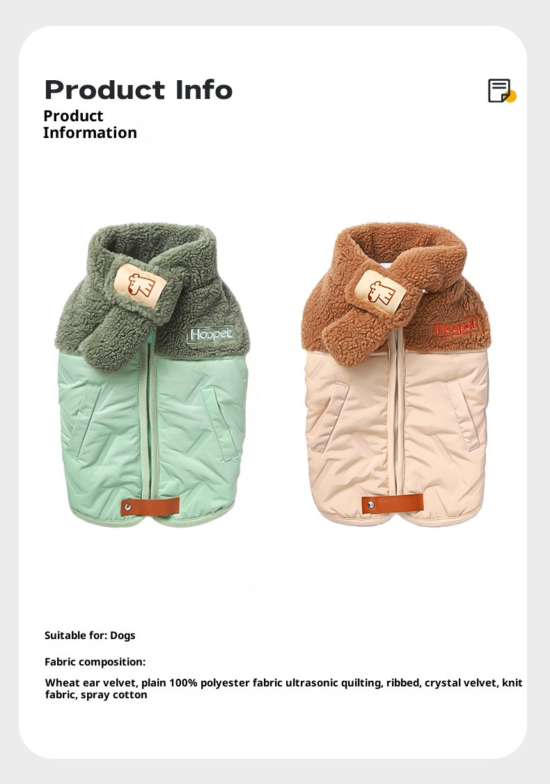 Dog autumn and winter cotton-padded jacket; Ultrasonic quilted cotton clothing Anti-shedding and warm clothes for puppies and kittens when they go out