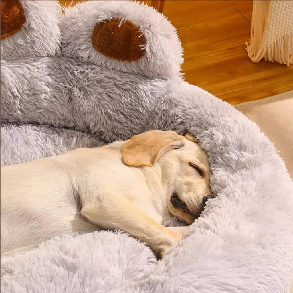 Bear palm-shaped pet bed; A warm dog bed for medium and large-sized dogs in winter. Fleece sofa sleeping pad All-season pet supplies
