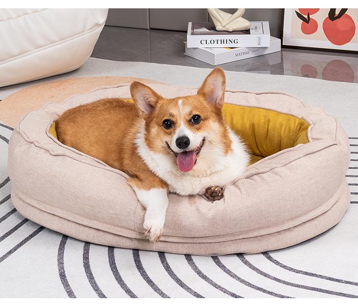 Oval doughnut pet bed It can be disassembled and washed for medium and large dog beds. Deep sleep four-season dog bed Winter warm dog bed