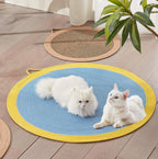 Rattan pet round mat: Cat mat for sleeping; Wear-resistant and non-flaking pet supplies; Rattan mat cat ice pad Floor mat cat scratcher