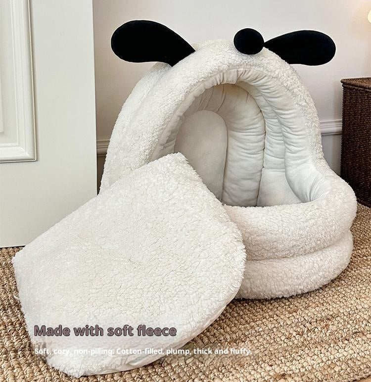 Animal-shaped yurt cat bed A large semi-enclosed dog house for keeping cats warm in winter; Detachable and washable pet bed