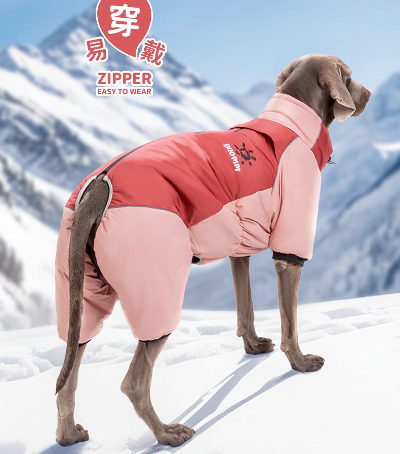 Dog autumn and winter windbreaker and cotton-padded jacket; Windproof, warm and waterproof; High-brightness and highly reflective dog cotton-padded clothing