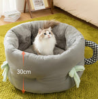 "Giant Teacup Pet Bed" Cat bed: Warm and thickened teacup bed for autumn and winter. Deep sleep doghouse Korean version Teddy Bichon pet bed for small and medium-sized dogs
