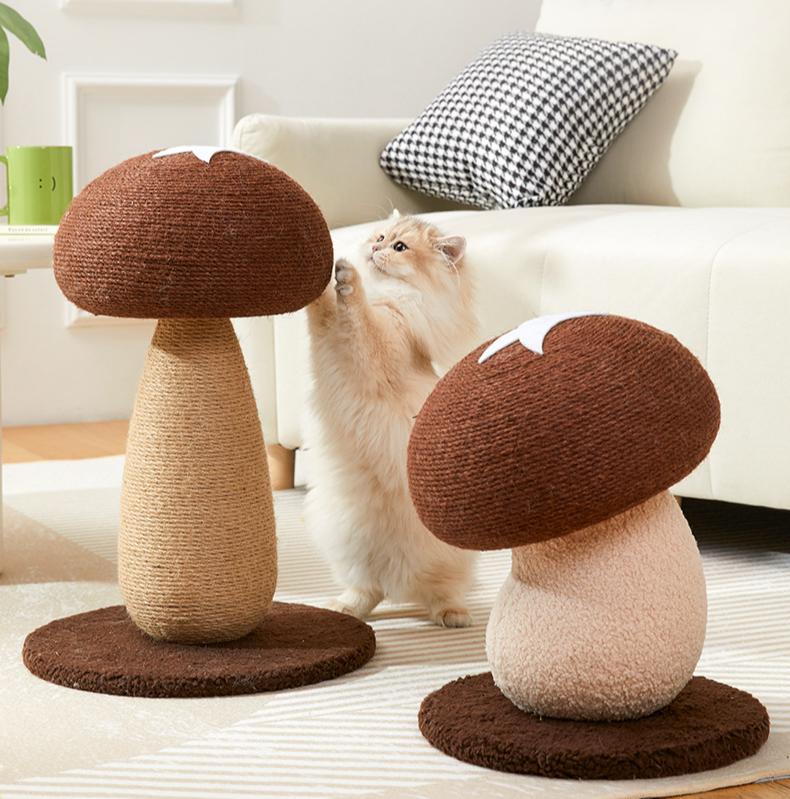 Cute and fun mushroom cat Scratch pillar Cat scratch board, sisal cat scratch post; Wear-resistant and does not shed chips; Mushroom standing claw grinding toy Cat supplies