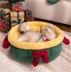 Christmas Limited Edition · Basket-style Pet Bed: Cat and Dog Christmas Bed; Cat Christmas bed A semi-enclosed winter thickened and warm Christmas pet bed for small dogs