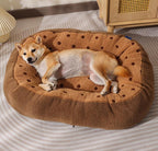 Elliptical polka dot plush pet bed; Circular thickened nest for pet pads; Winter warm cat beds, dog MATS, dog beds