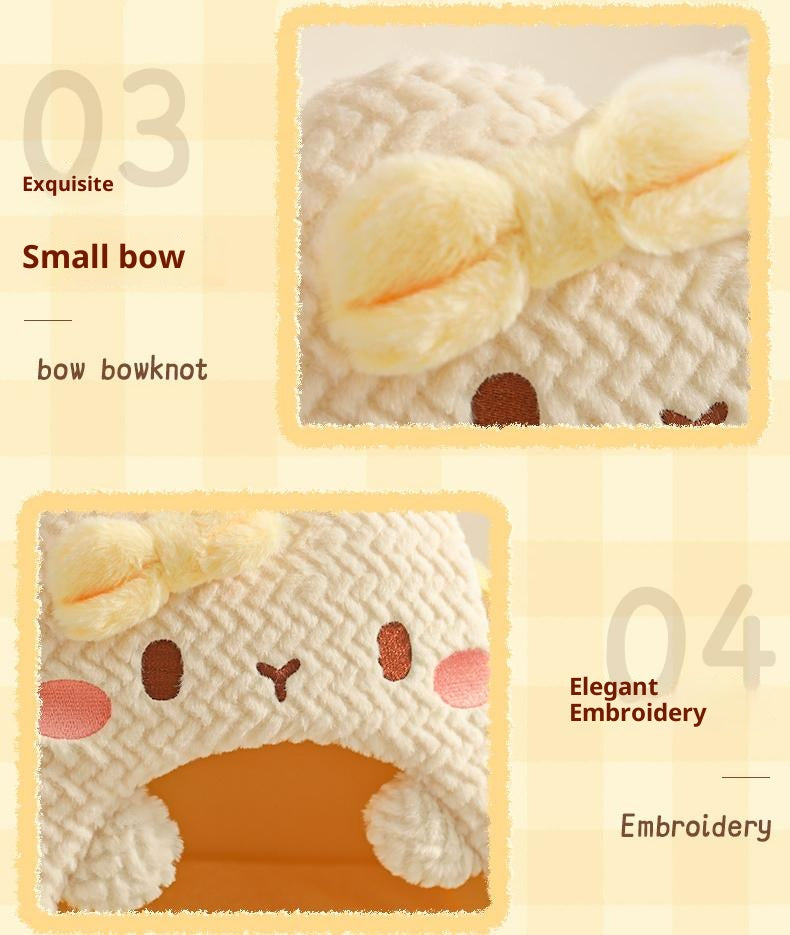 Rabbit-shaped plush pet bed; Winter warm closed cat sleeping bag; A safe bed for cats to sleep in during winter.Small dogs are available.
