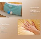 # Striped plush pet bed; The doghouse is suitable for all seasons. Teddy small dog Bichon Frise bed sofa; Keep the cat bed warm in autumn and winter