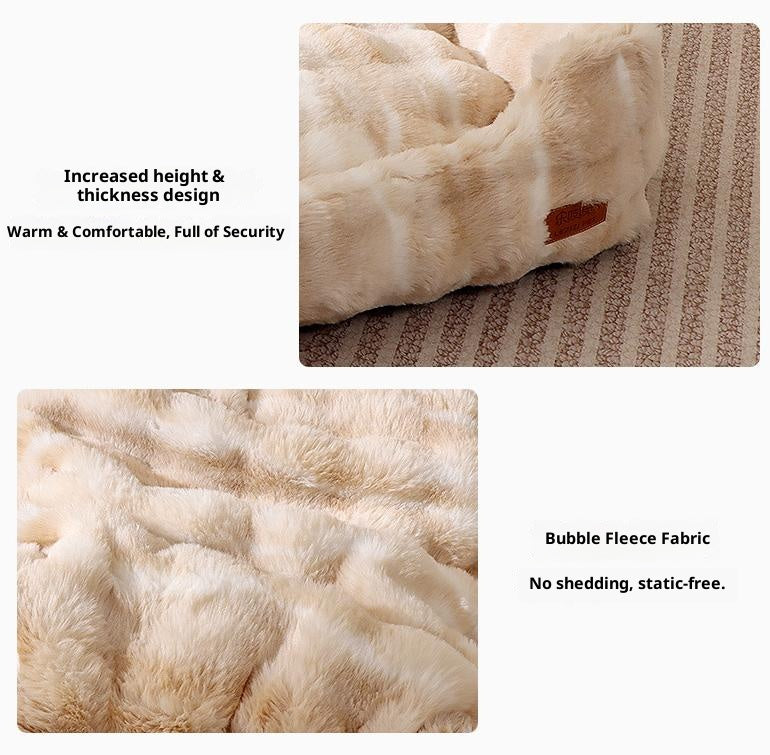 Cat bed rabbit hair bubble fleece; Soft and comfortable sleeping pad cat and dog bed; In winter, the cat bed can be disassembled and washed for warmth. Suitable for small cats and dogs