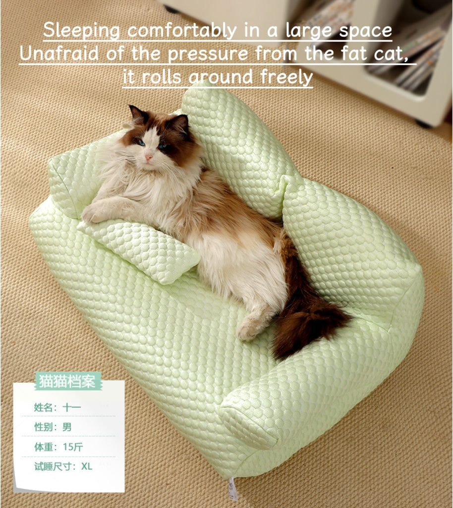 Ice Silk breathable pet sofa bed Suitable for all seasons; Detachable and washable cat beds and dog beds; Cool, breathable, soft and comfortable