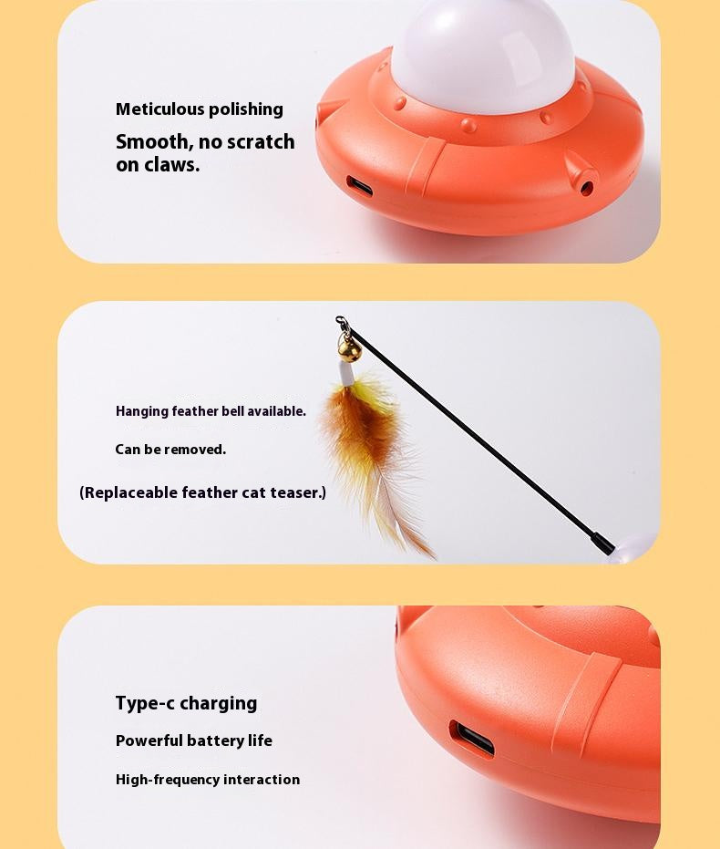 Multi-functional cat toy; Laser + cat teaser two-in-one pet cat toy