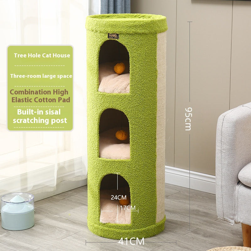 The cat scratch board is integrated with the nest. Cat Villa Multi-layer cat climbing frame Pet supplies