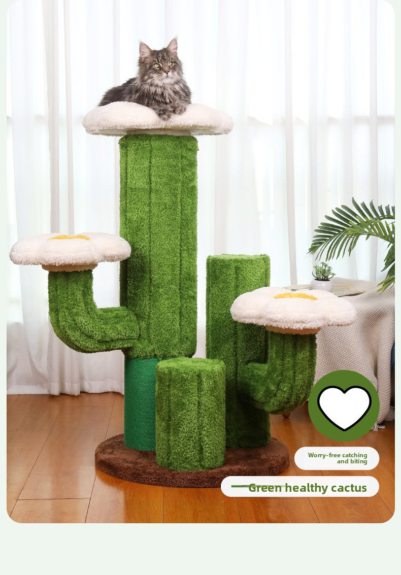 Cat Climbing Frame Solid Wood Home Cat Scratching Board Cat House Integrated Large Cat Toy Pet Fitness Multi-layer Cat Climbing Frame Cactus