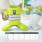 Outdoor four-legged raincoat Dog clothes, transparent raincoats and raincoats; The waterproof cap can be pulled. A small dog with a four-legged tummy