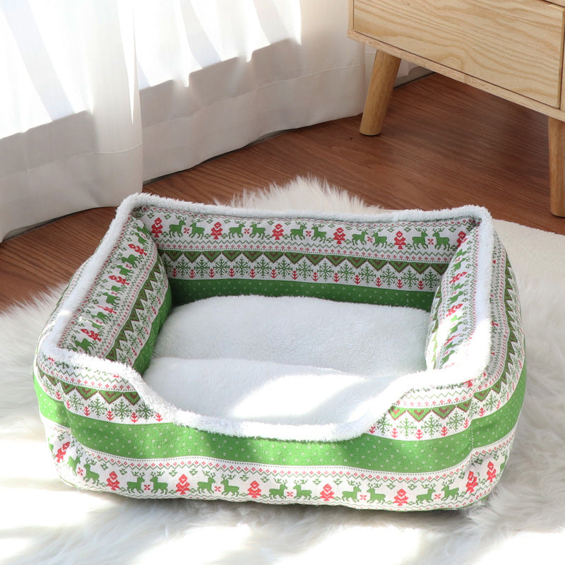 Warm Winter Series · Christmas Elk Pet Bed: Pet Cat Bed, Dog Bed, Pet Bed Dog bed winter dog mat Thickened beds for medium and small-sized dogs