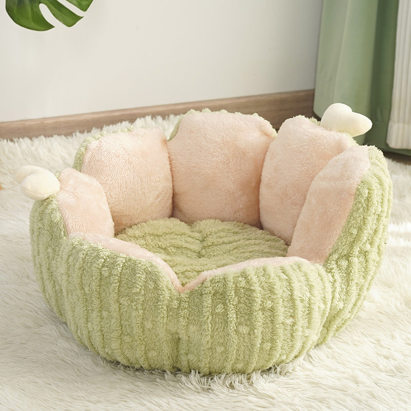 Cactus-shaped pet bed; Semi-enclosed kitten bed mat for winter warmth; Washable shaped cat beds and dog beds