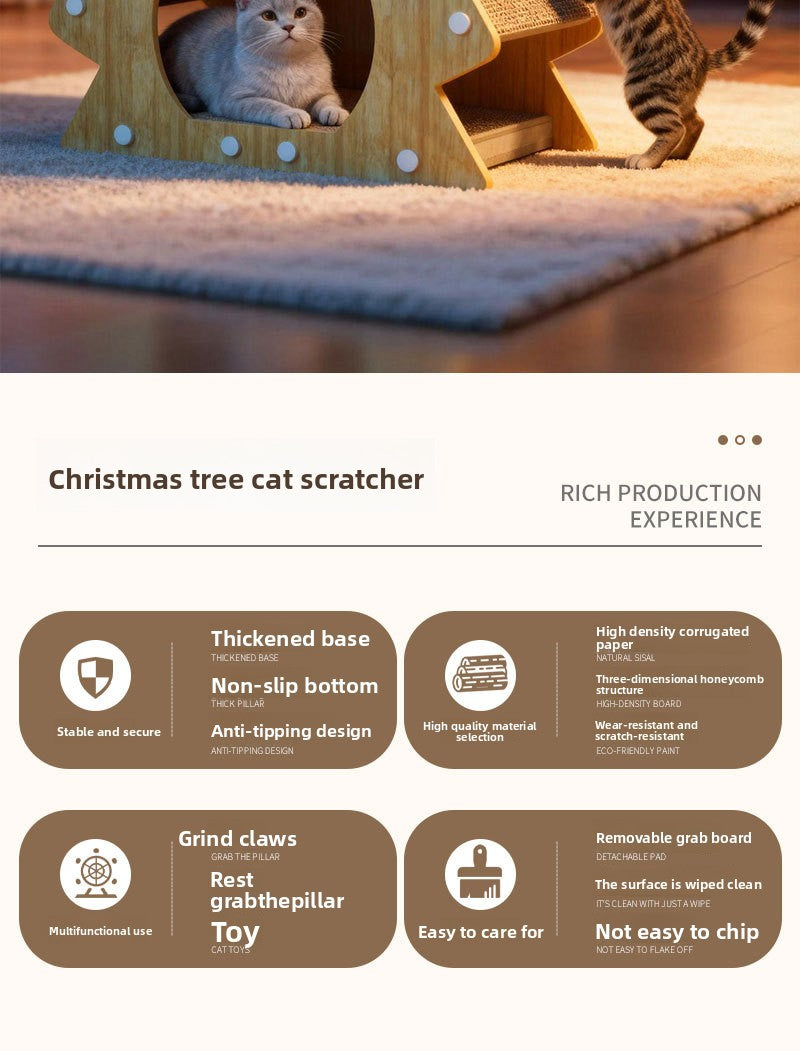 Christmas Tree Cat Scratching Board Cat Toy Corrugated Paper Cat Nest Wear-Resistant Cat Toy Cat Claw Board Non-Shedding All-Season Universal