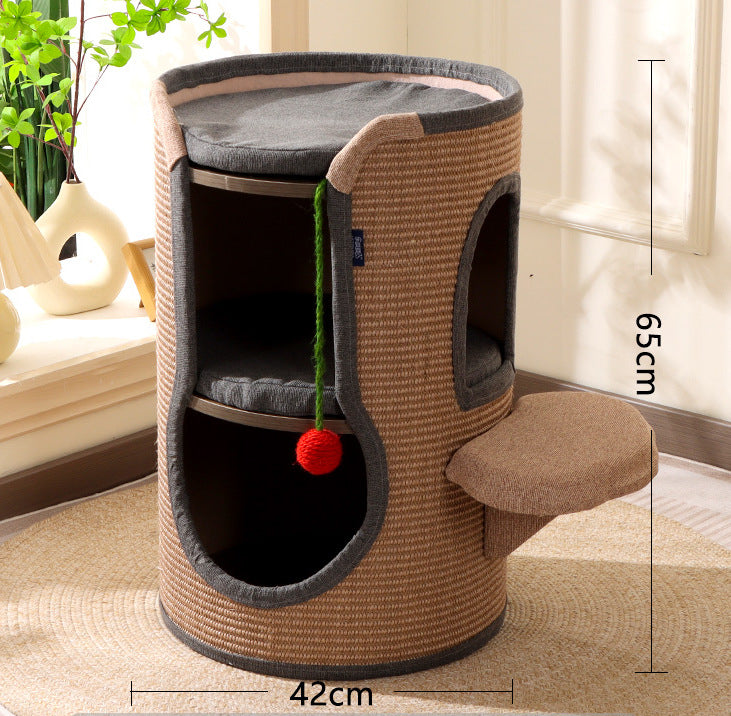 Cat bed, cat climbing frame and cat tree integrated. Sisal bucket cat house cat bed Cat toy cat bucket