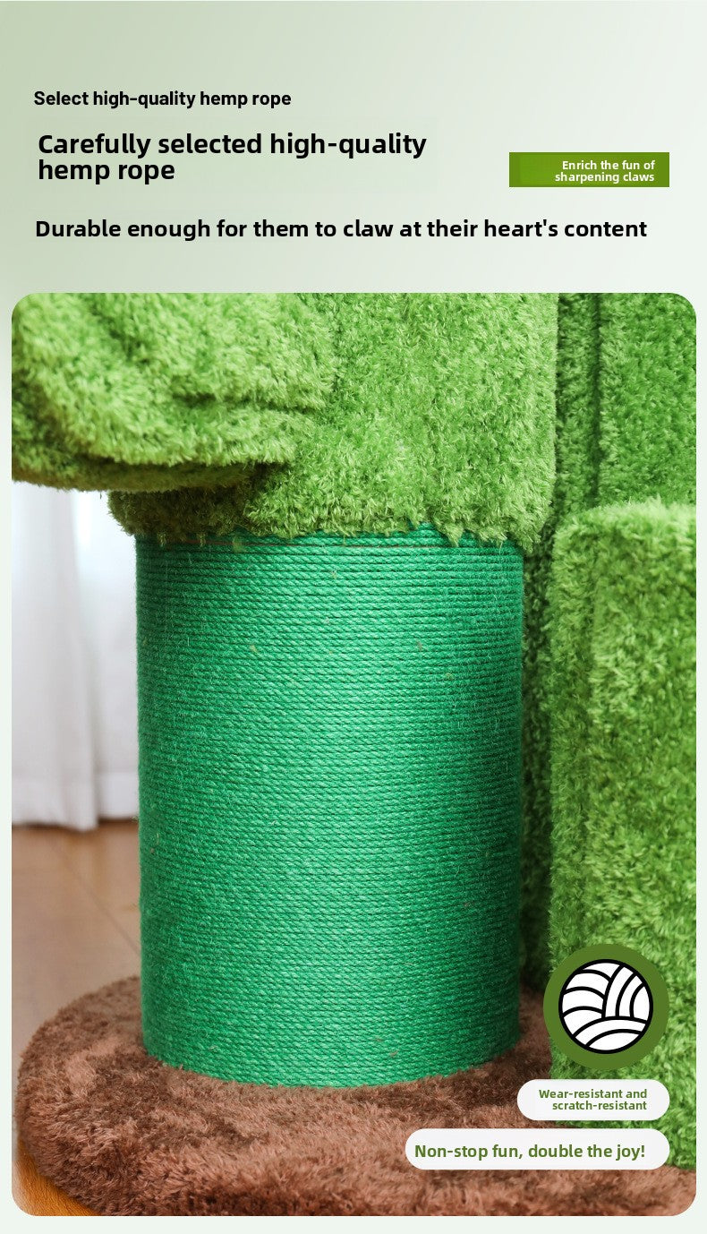 Cat Climbing Frame Solid Wood Home Cat Scratching Board Cat House Integrated Large Cat Toy Pet Fitness Multi-layer Cat Climbing Frame Cactus