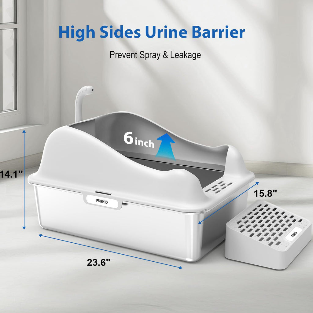 Stainless Steel Cat Litter Box Splash-Proof Large Semi-Enclosed Cat Toilet Pet Cleaning Supplies Open Cat Litter Tray