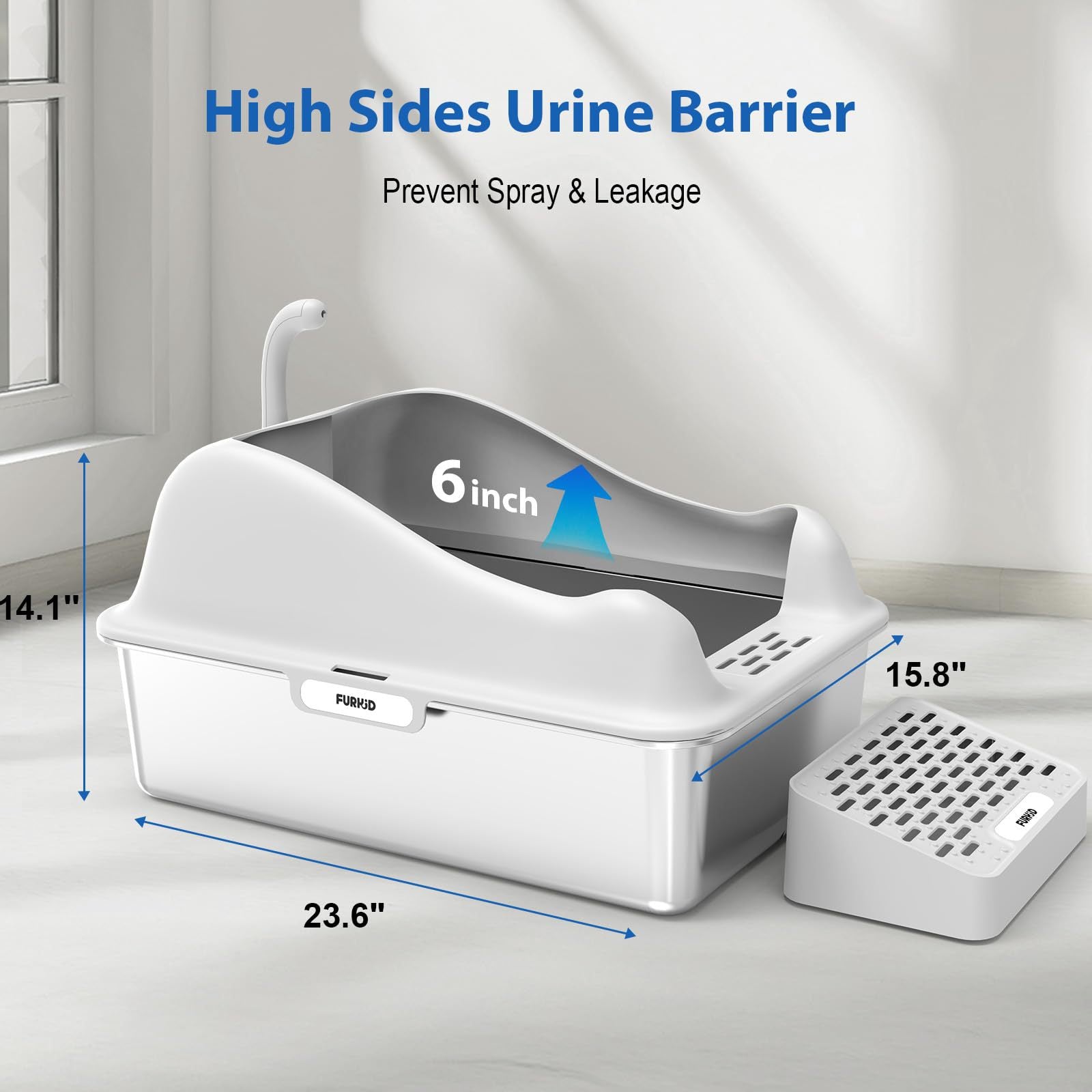 Stainless Steel Cat Litter Box Splash-Proof Large Semi-Enclosed Cat Toilet Pet Cleaning Supplies Open Cat Litter Tray