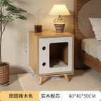 Solid wood cat bed bedside table; Simple and compact; Multi-functional cat shelter with bedside cabinet The storage cabinet is specially for cats