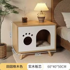 Solid wood cat bed bedside table; Simple and compact; Multi-functional cat shelter with bedside cabinet The storage cabinet is specially for cats
