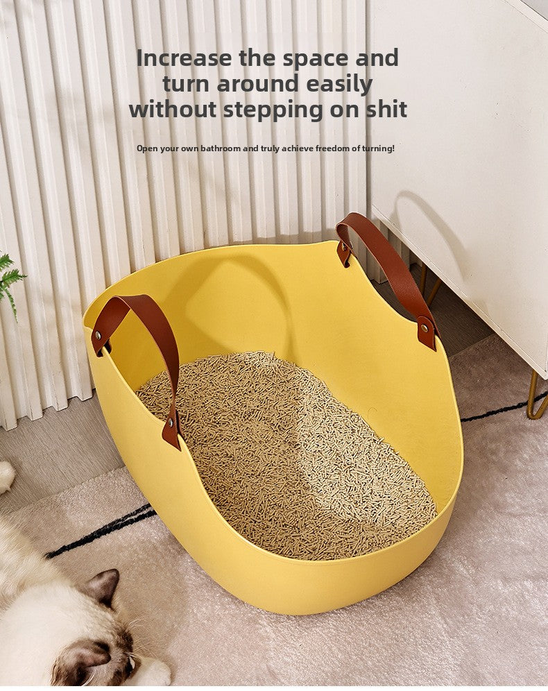 Portable Cat Litter Box Basket Large Car-mounted Cat Litter Box Foldable Portable Cat Toilet Outdoor Carry Splash-proof