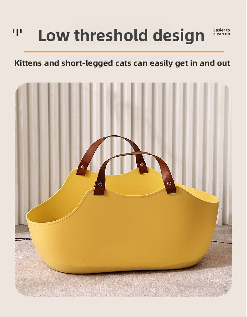 Portable Cat Litter Box Basket Large Car-mounted Cat Litter Box Foldable Portable Cat Toilet Outdoor Carry Splash-proof