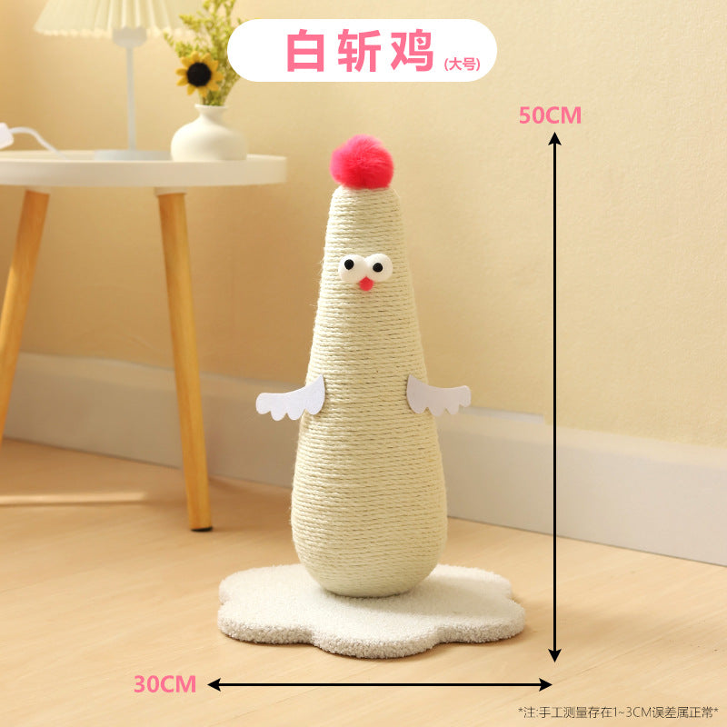 Chicken-shaped sisal claw grinding column, vertical scratch-resistant and non-flaking hemp rope column with grab board. Self-entertaining and boring cat climbing frame Pet supplies
