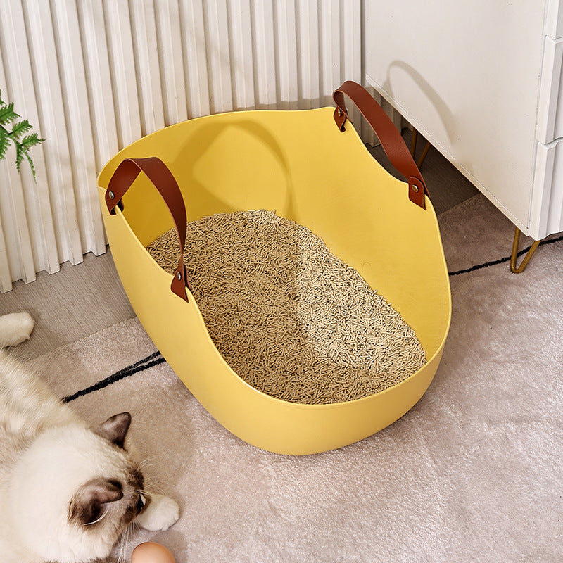 Portable Cat Litter Box Basket Large Car-mounted Cat Litter Box Foldable Portable Cat Toilet Outdoor Carry Splash-proof