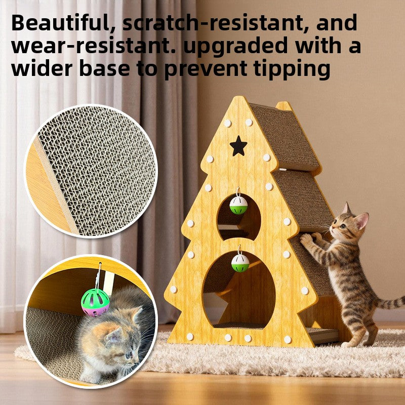 Christmas Tree Cat Scratching Board Cat Toy Corrugated Paper Cat Nest Wear-Resistant Cat Toy Cat Claw Board Non-Shedding All-Season Universal